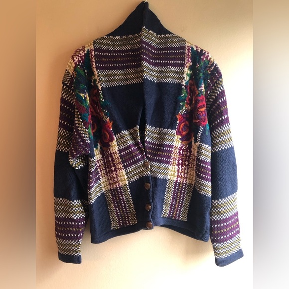 Casual Corner Embroidered Cardigan Floral Women’s Sweater Long Sleeve Size M - Picture 2 of 15